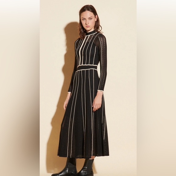 Sandro New Court Style Striped Elegant Knitted Dress FINAL SALE - Picture 4 of 12